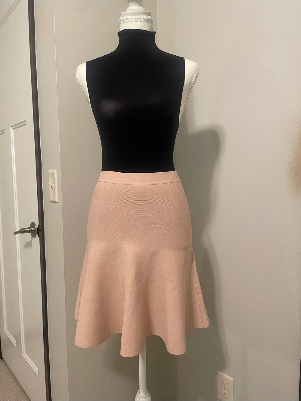 BCBGMaxAzria Blush Pink Flared Mini Skirt